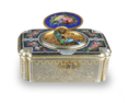 Antique silver-gilt and pictorial enamel Fusee singing bird box, by Charles Bruguier