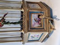 A stunning and very fine  Hexagonal  shaped, gilt bronze and Sevres plaque single singing bird-in-cage, by Bontems