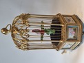 A stunning and very fine  Hexagonal  shaped, gilt bronze and Sevres plaque single singing bird-in-cage, by Bontems