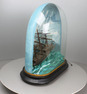 A large classic rocking ship musical automaton under painted glass dome