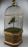 Antique large single singing bird in cage, by Bontems