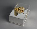 Contempary sterling silver, gold and diamond singing bird box with timepiece, by Reuge