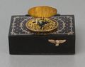 Antique inlaid mottled tortoiseshell and pictorial enamel singing bird box