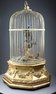 Antique Hexagonal-profile large single singing bird-in-cage, by Phallibois