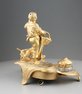 Gilt bronze antique musical automaton inkwell