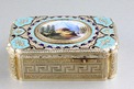 Antique tooled silver-gilt, enamel and pictorial enamel singing bird box, by Jacques Bruguier