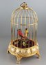 Gilt metal small double singing birds-in-cage, by Elpa