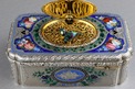 Antique silver-gilt, tri-tone enamel and pictorial enamel singing bird box, by Jacques Bruguier