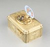 Antique Gilt metal and pictorial enamel Singing Bird Box, by Bontems