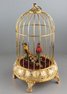 Gilt metal small double singing birds-in-cage, by Elpa