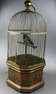 Antique large single singing bird in cage, by Bontems