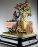 Antique double monkey musical automaton under glass dome, by Jean Phalibois