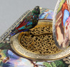 Antique tall-proportioned silver-gilt and full pictorial lidded singing bird box, by Charles Bruguier