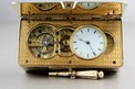 Antique silver-gilt skeleton-escapement timepiece snuffbox