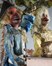 Antique double monkey musical automaton under glass dome, by Jean Phalibois