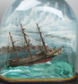 A large classic rocking ship musical automaton under painted glass dome