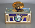 vintage gilt metal and full pictorial enamel singing bird box, by Karl Griesbaum