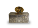 Engraved silver-gilt and painted ivorine pictorial study singing bird box,  Early-period Karl Griesbaum