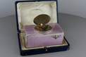 Silver and full lilac radial guilloche enamel singing bird box