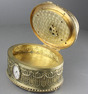 A sublime singing bird, musical box and timepiece pictorial enamel and gilt bronze box, by C. H. Marguerat