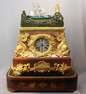 Monumental Antique bronze, ormolu and polished copper on bronze rocking ship automaton clock