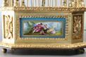 A stunning and very fine gilt bronze and Sevres plaque single singing bird-in-cage, by Bontems