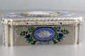 Antique silver-gilt, tri-tone enamel and pictorial enamel singing bird box, by Jacques Bruguier