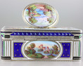 A very fine Sterling silver gilt, enamel and pictorial enamel singing bird box, by Karl Griesbaum