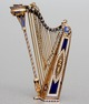 Gold, diamond, enamel and split seed pearl musical harp, by Bessiere & Schneider