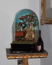 Antique double monkey musical automaton under glass dome, by Jean Phalibois