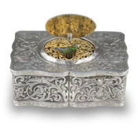 Silver singing bird box, by Karl Griesbaum