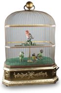 Antique Quadruple singing birds-in-cage, by Bontems