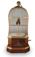 Single large Antique coin-operated bird-in-cage, by Phallibois,