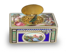 Antique silver-gilt and full painted enamel singing bird box, by Karl Griesbaum,