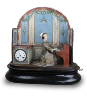 Antique lady pianist musical automaton with timepiece, by Jean Phalibois