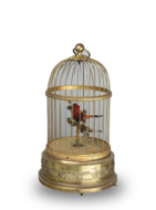A small vintage circular single singing bird-in-cage, by Bontems