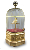 Antique coin-operated large singing canary-in-cage, by Bontems
