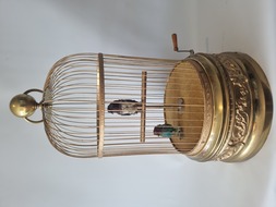 Antique large double singing bird-in-cage, by Bontems