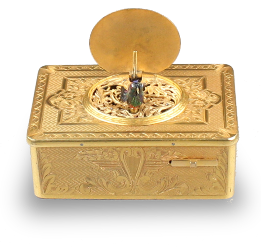 Antique Gilt metal singing bird box, by Bontems