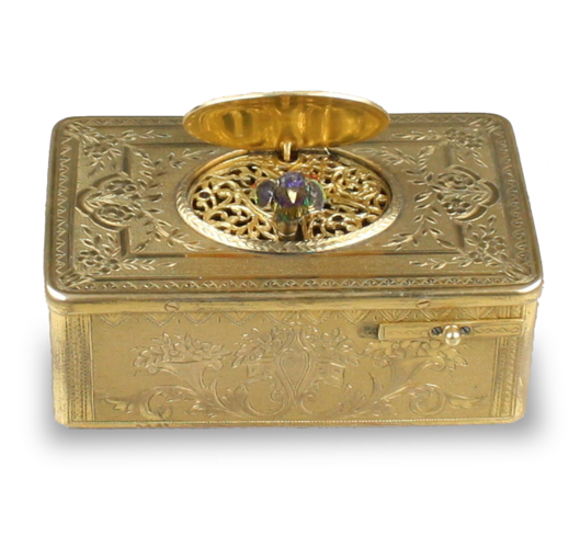 Antique Gilt metal singing bird box, by Bontems,