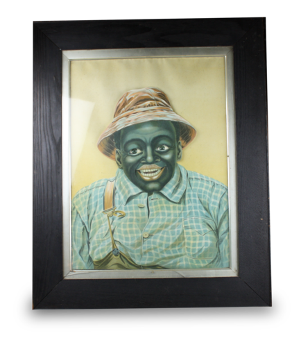 Antique expression-changing portrait picture automaton of a black farmer, by Hoyt