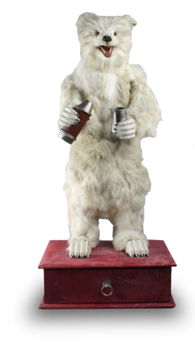 Antique drinking polar bear musical automaton, by Roullet & Decamps