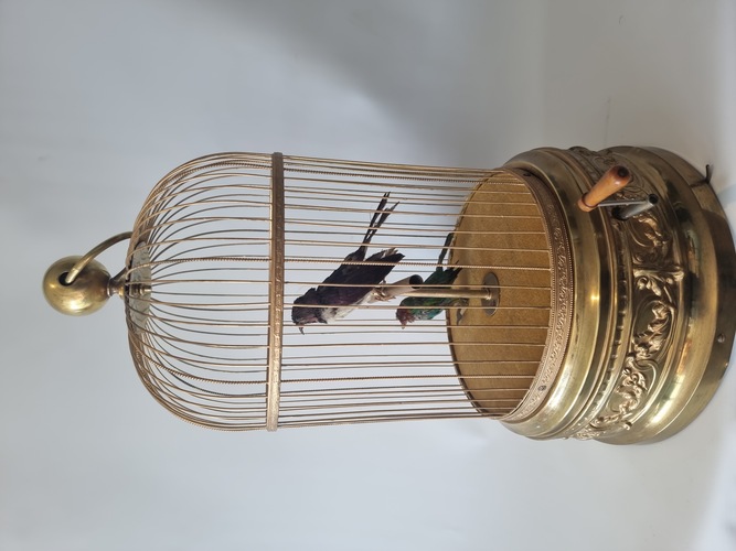 Antique large double singing bird-in-cage, by Bontems