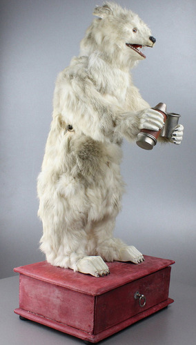 Antique drinking polar bear musical automaton, by Roullet & Decamps