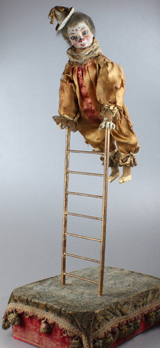 Antique clown acrobat-on-ladder musical automaton, by Roullet & Decamps