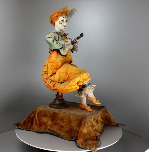 Antique Guitar playing Clown musical automaton, by Leopold Lambert