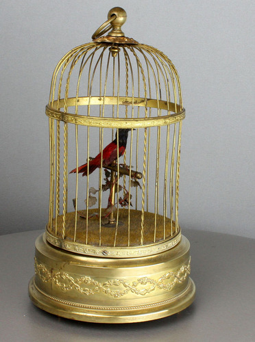 A small singing bird-in-cage, by Bontems