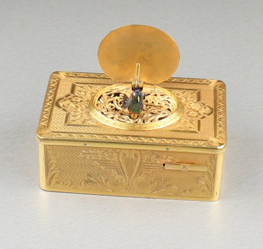 Antique Gilt metal singing bird box, by Bontems