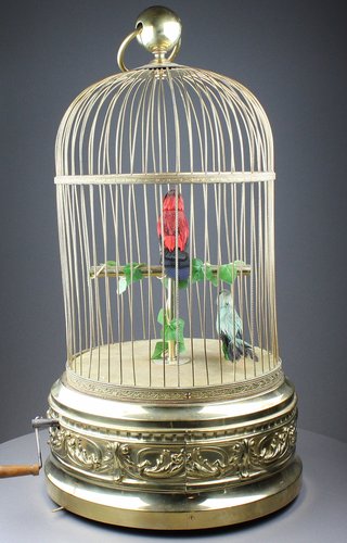 Antique Double singing birds-in-cage, most probably Bontems