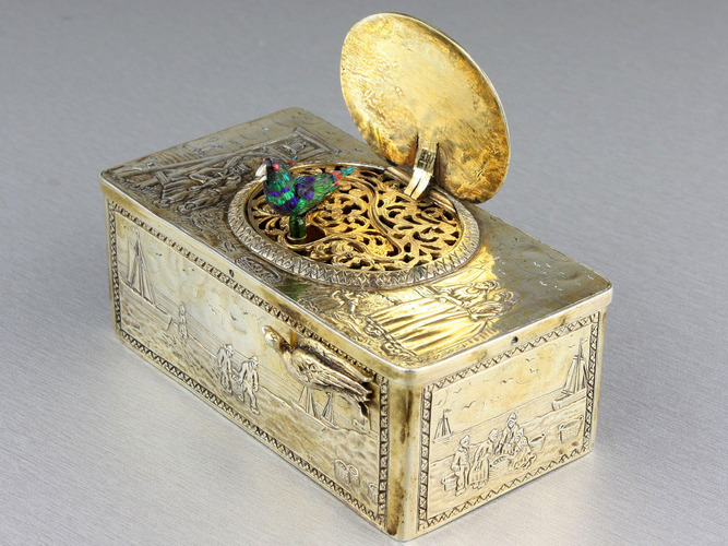 Silver-gilt singing bird box, by Karl Griesbaum